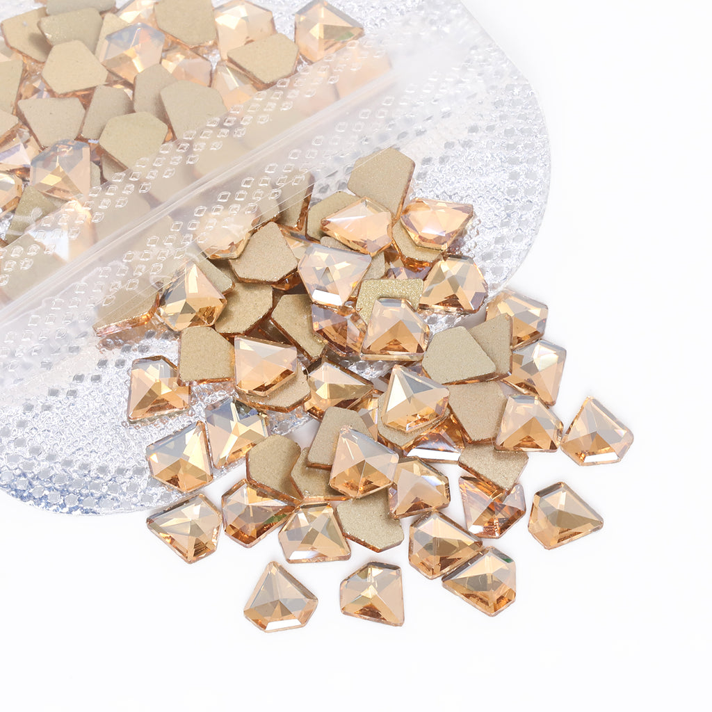 Diamond Shape Golden Shadow Glass Flat Back Fancy Rhinestones