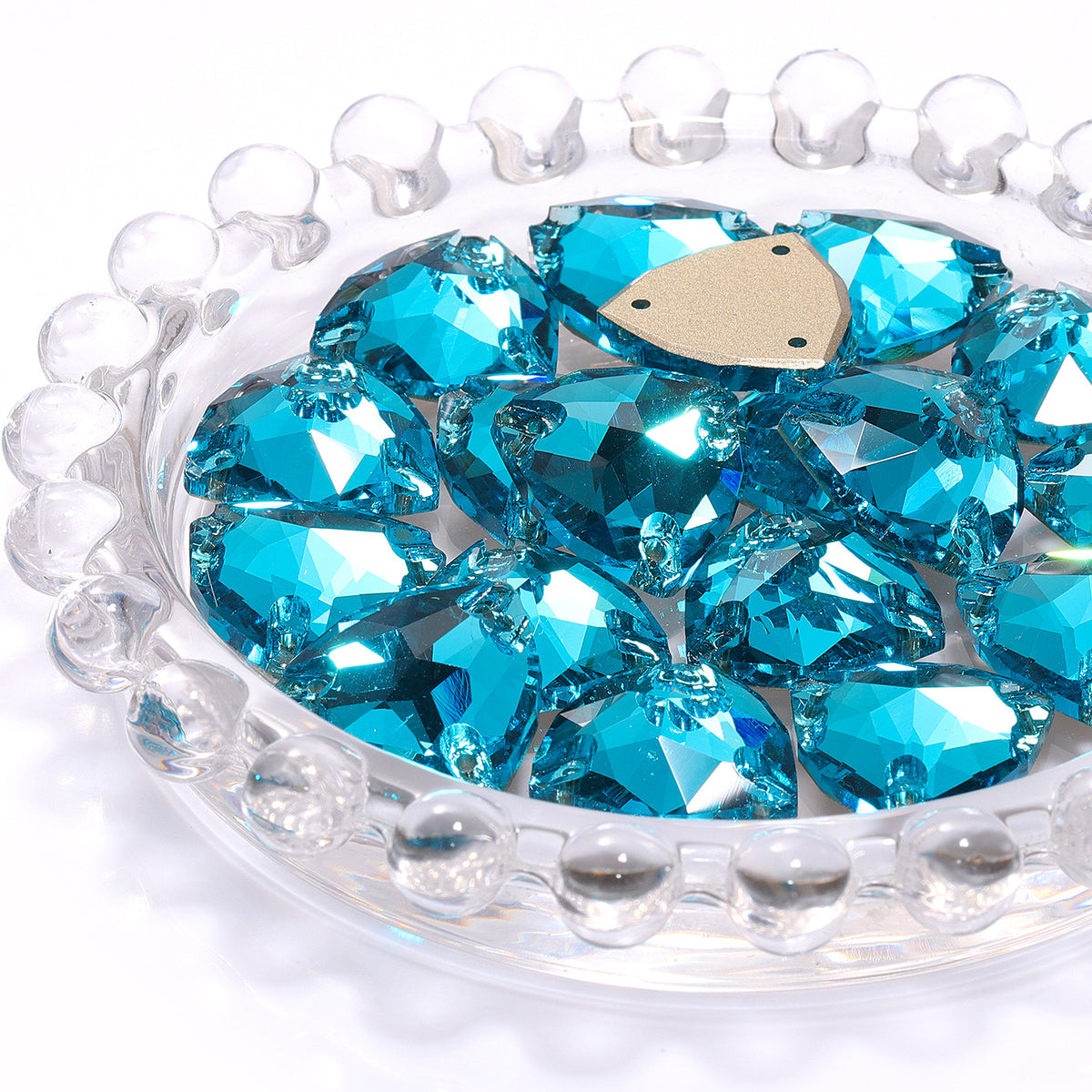 Aquamarine Trilliant Shape High Quality Glass Sew-on Rhinestones WholesaleRhinestone