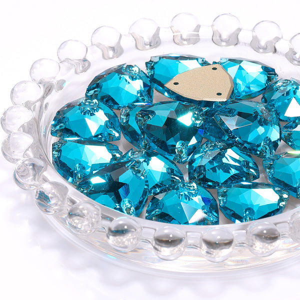 Aquamarine Trilliant Shape High Quality Glass Sew-on Rhinestones WholesaleRhinestone
