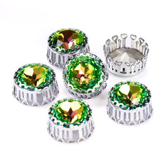 Vitrail Rose Gemstone Flower Round Shape High-Quality Glass Sew-on Nest Hollow Claw Rhinestones