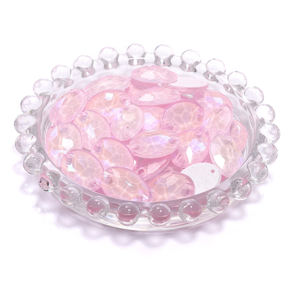 Electric Neon Light Rose Oval Shape High Quality Glass Sew-on Rhinestones WholesaleRhinestone