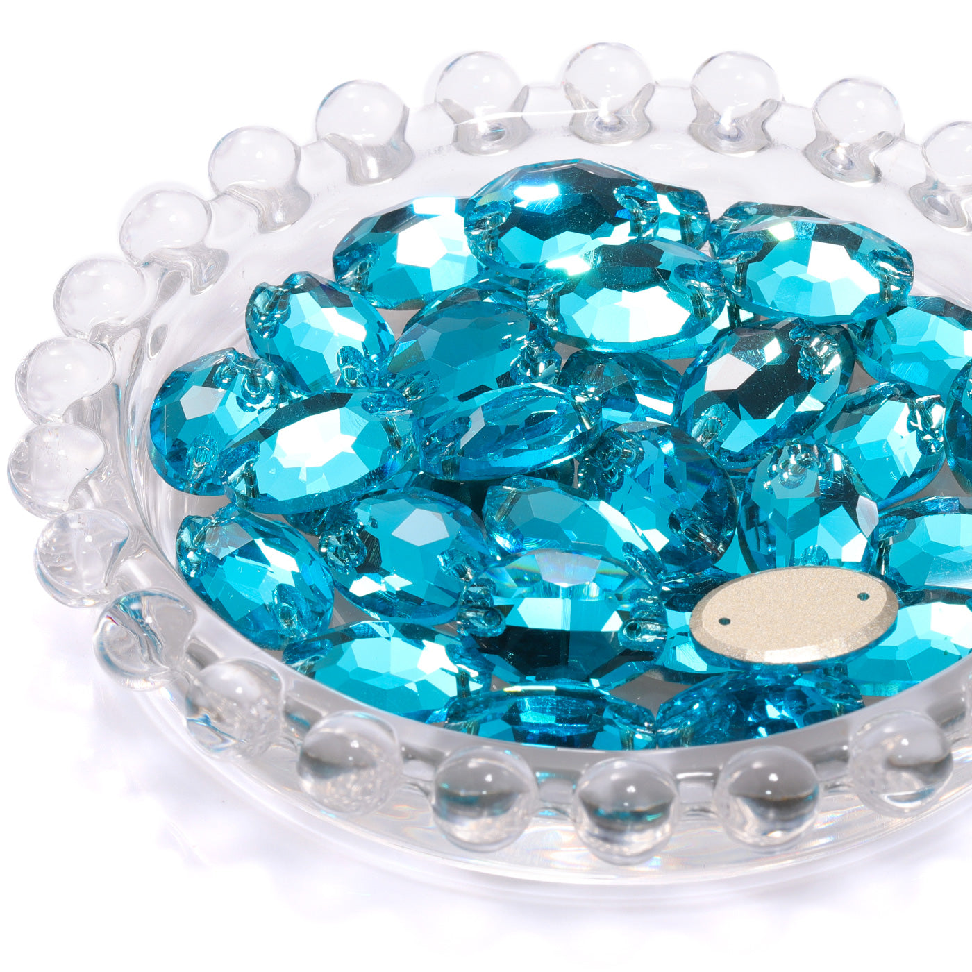 Aquamarine Oval Shape High Quality Glass Sew-on Rhinestones WholesaleRhinestone