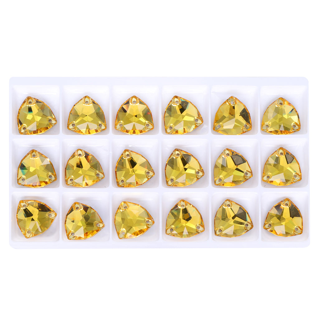 Light Topaz Trilliant Shape High Quality Glass Sew-on Rhinestones WholesaleRhinestone