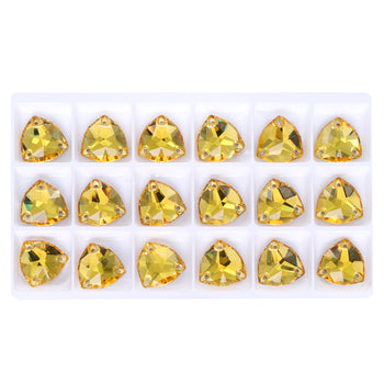 Light Topaz Trilliant Shape High Quality Glass Sew-on Rhinestones WholesaleRhinestone