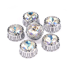 Moonlight Gemstone Flower Round Shape High-Quality Glass Sew-on Nest Hollow Claw Rhinestones