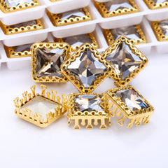 Satin Princess Square Shape High-Quality Glass Sew-on Nest Hollow Claw Rhinestones