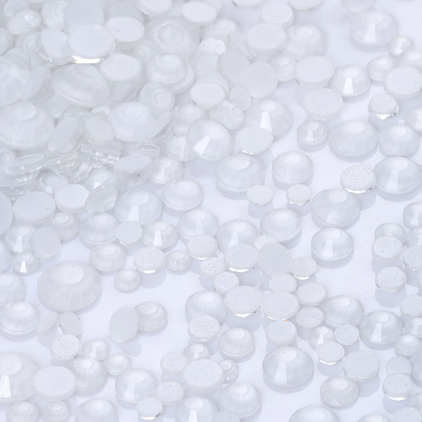 Mixed Sizes Mocha Neon White Glass Flat Back Rhinestones For Nail Art
