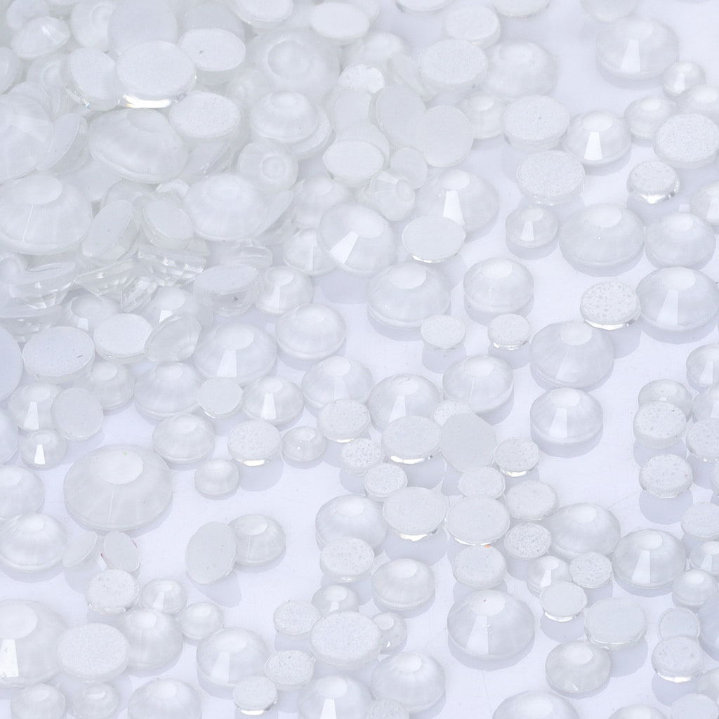 Mixed Sizes Mocha Neon White Glass Flat Back Rhinestones For Nail Art WholesaleRhinestone