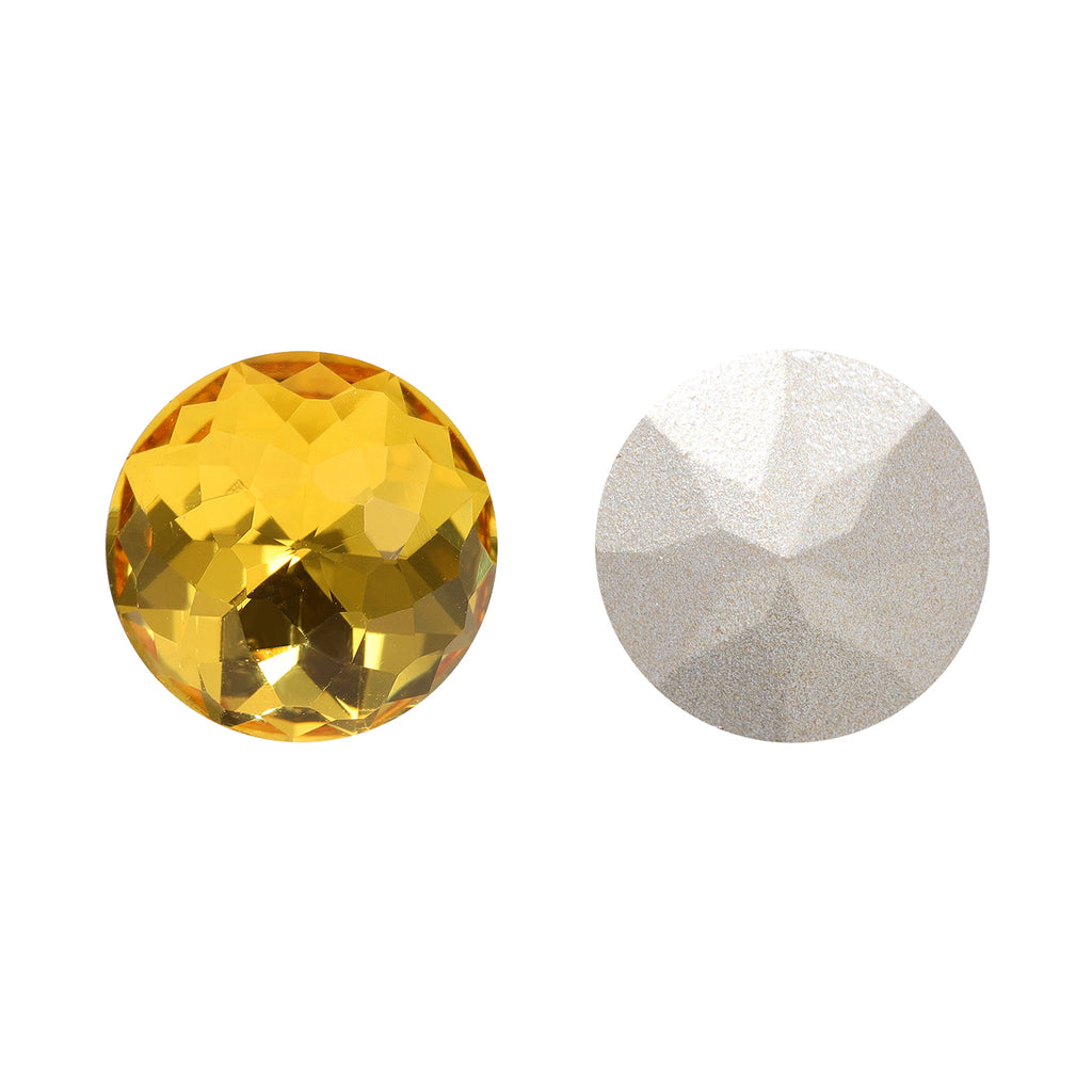 Light Topaz Dome Round Shape High Quality Glass Pointed Back Fancy Rhinestones WholesaleRhinestone