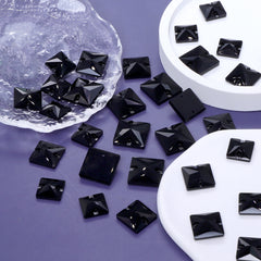 Mixed Sizes Jet Square Shape High Quality Glass Sew-on Rhinestones