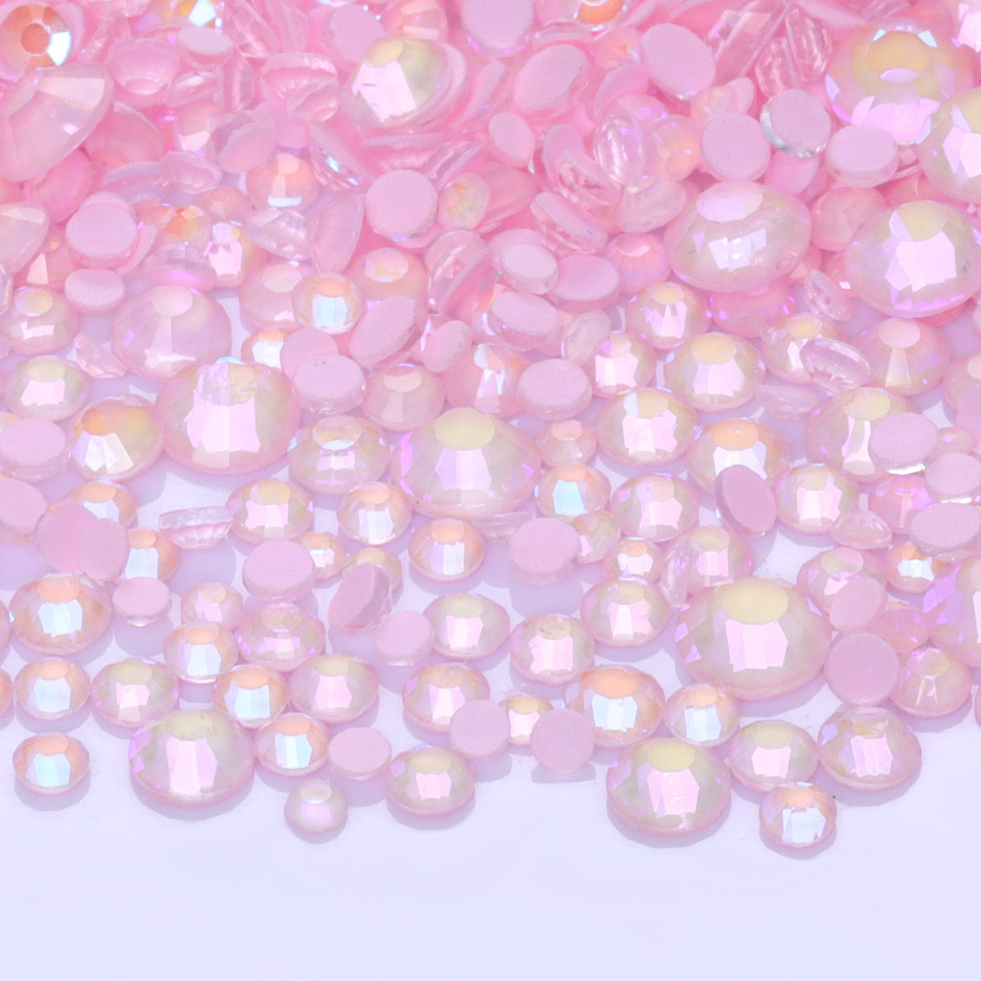 Mixed Sizes Neon Pink Snowy White AB Glass Flat Back Rhinestones For Nail Art WholesaleRhinestone