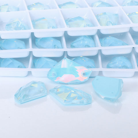 Aquamarine AM Galactic Shape High Quality Glass Sew-on Rhinestones