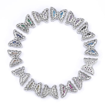 Mixed Colors Butterfly Shape Imitation Rhodium Plated High-Quality Sew-on Alloy Charms Inlaid Cubic Zirconia WholesaleRhinestone