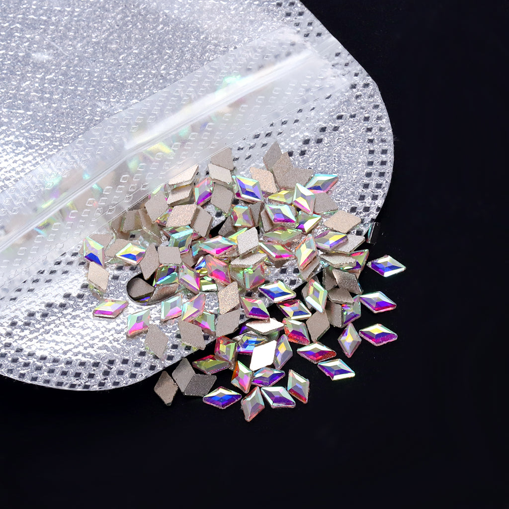 Rhombus Shape Crystal AB Flat Back Fancy Rhinestones