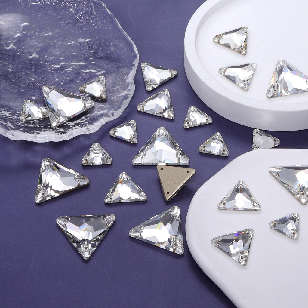 Mixed Sizes Crystal Triangle Shape High Quality Glass Sew-on Rhinestones WholesaleRhinestone