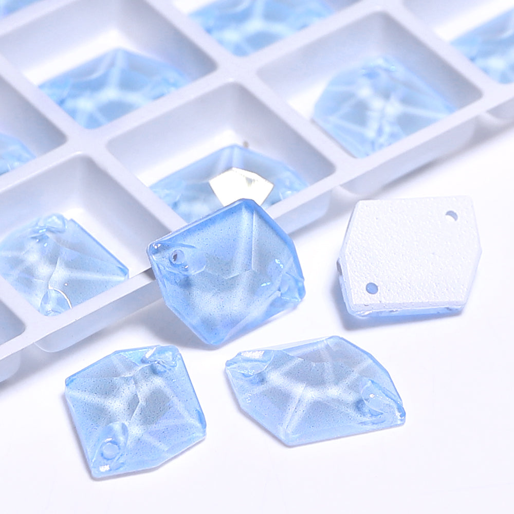Electric Neon Light Blue Cosmic Shape High Quality Glass Sew-on Rhinestones Secondary image