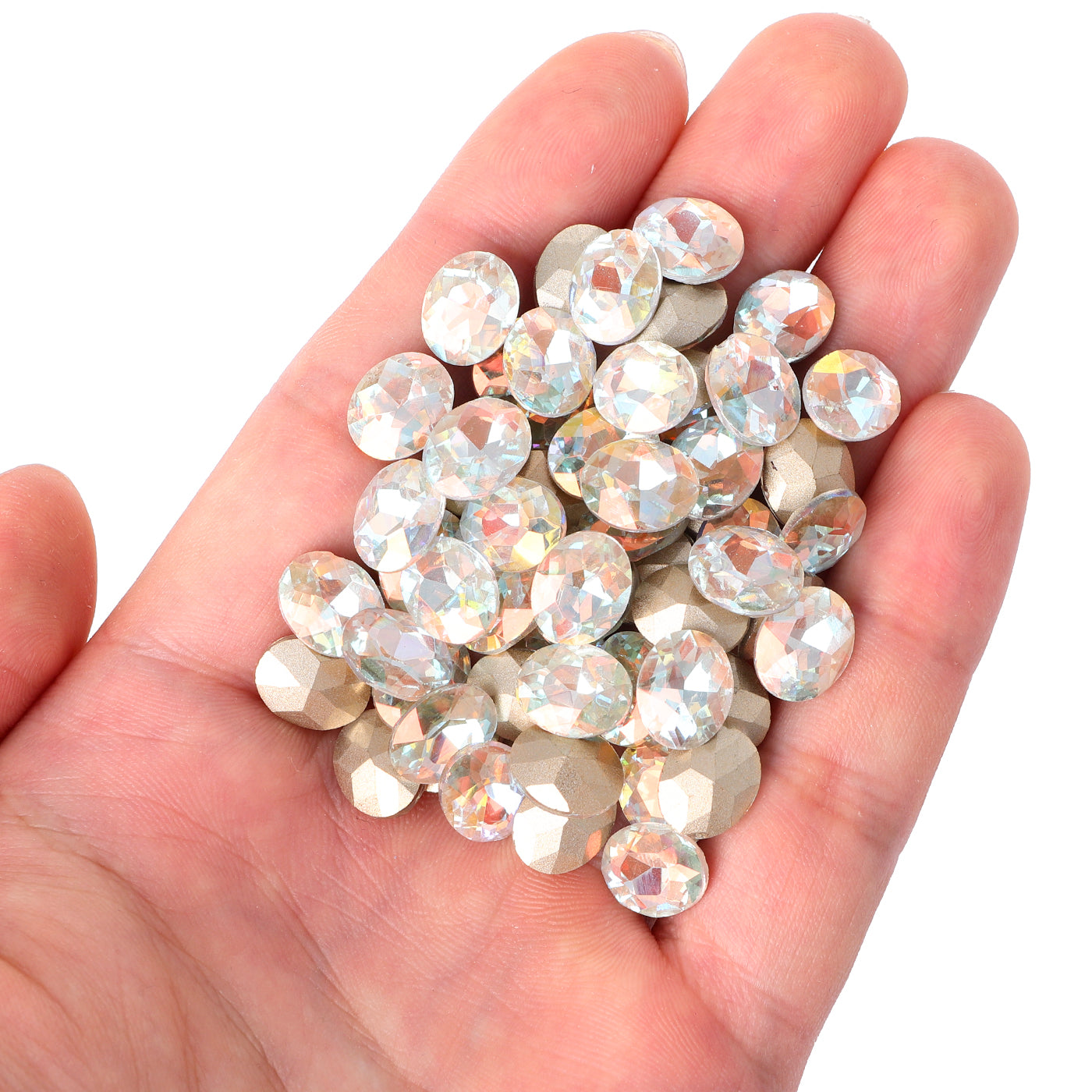 Cognac hvit oval form glass spiss tilbake fancy rhinestones Secondary image