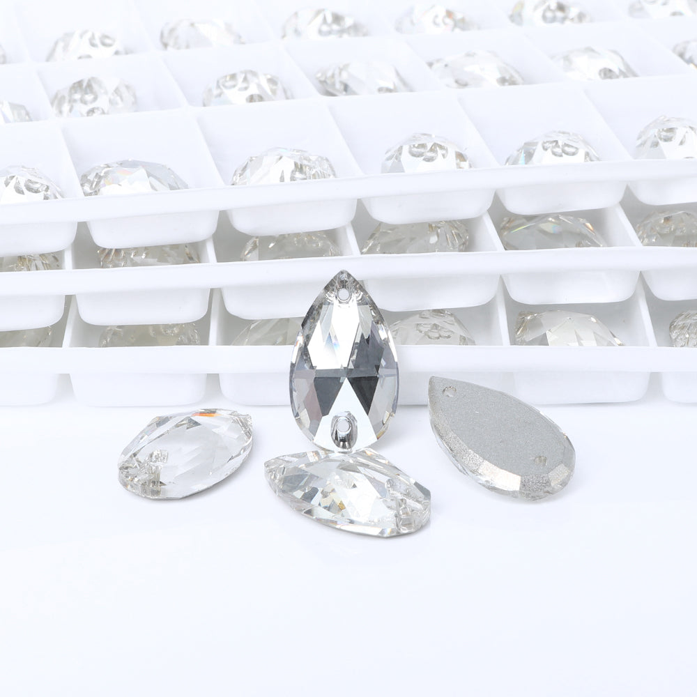 Silver Shade Drop Shape High Quality Glass Sew-on Rhinestones WholesaleRhinestone