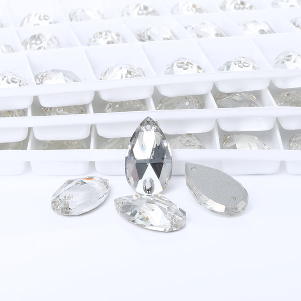 Silver Shade Drop Shape High Quality Glass Sew-on Rhinestones WholesaleRhinestone