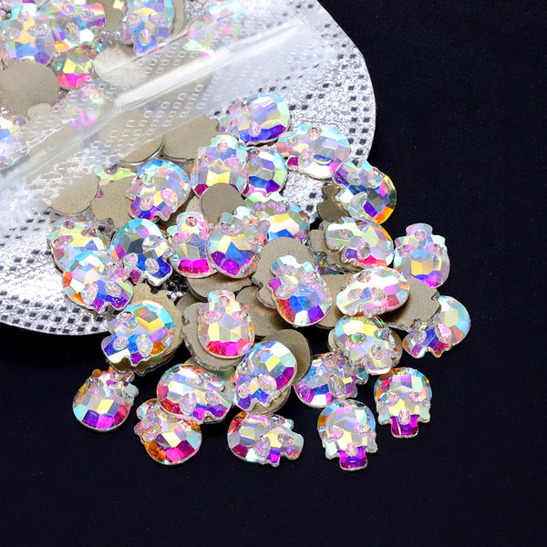 Skull Shape Crystal AB Flat Back Fancy Rhinestones