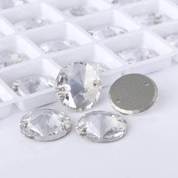 Silver Shade Rivoli  Shape High Quality Glass Sew-on Rhinestones WholesaleRhinestone