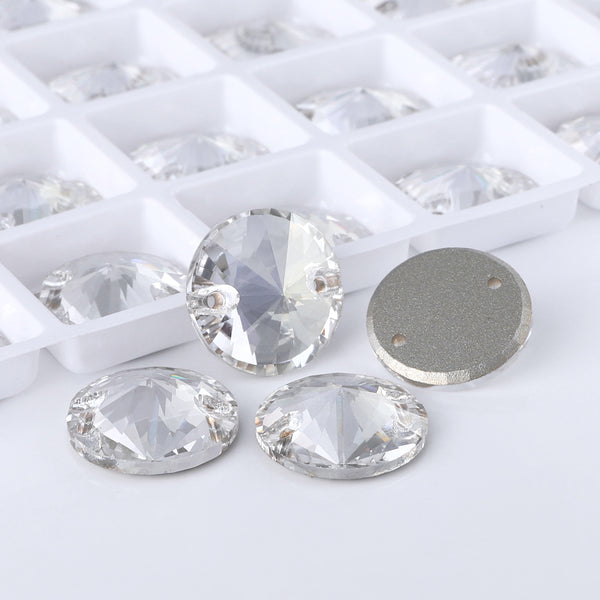 Silver Shade Rivoli  Shape High Quality Glass Sew-on Rhinestones WholesaleRhinestone