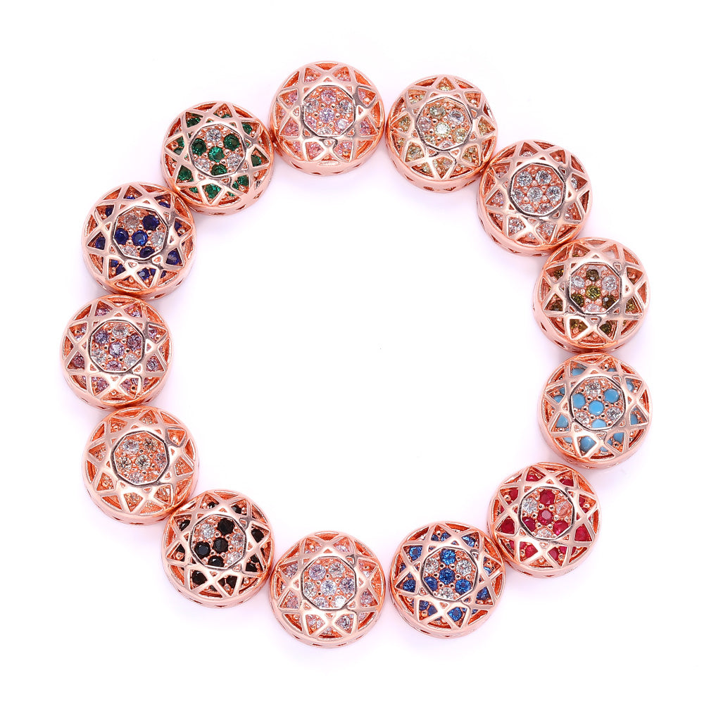 Round Shape Rose Gold Plated High-Quality Sew-on Alloy Charms Inlaid Cubic Zirconia WholesaleRhinestone