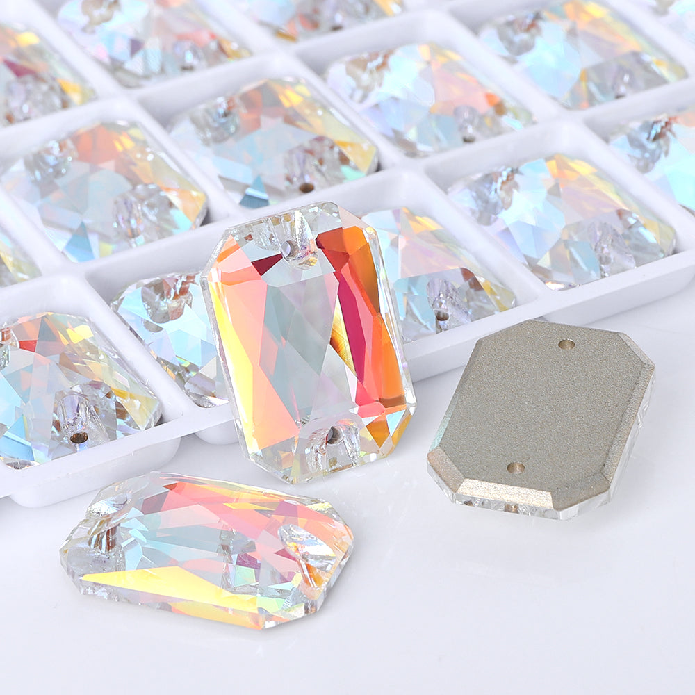 Light Crystal AB Octagon Shape High Quality Glass Sew-on Rhinestones WholesaleRhinestone