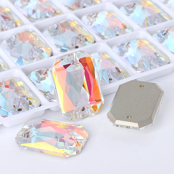 Light Crystal AB Octagon Shape High Quality Glass Sew-on Rhinestones WholesaleRhinestone