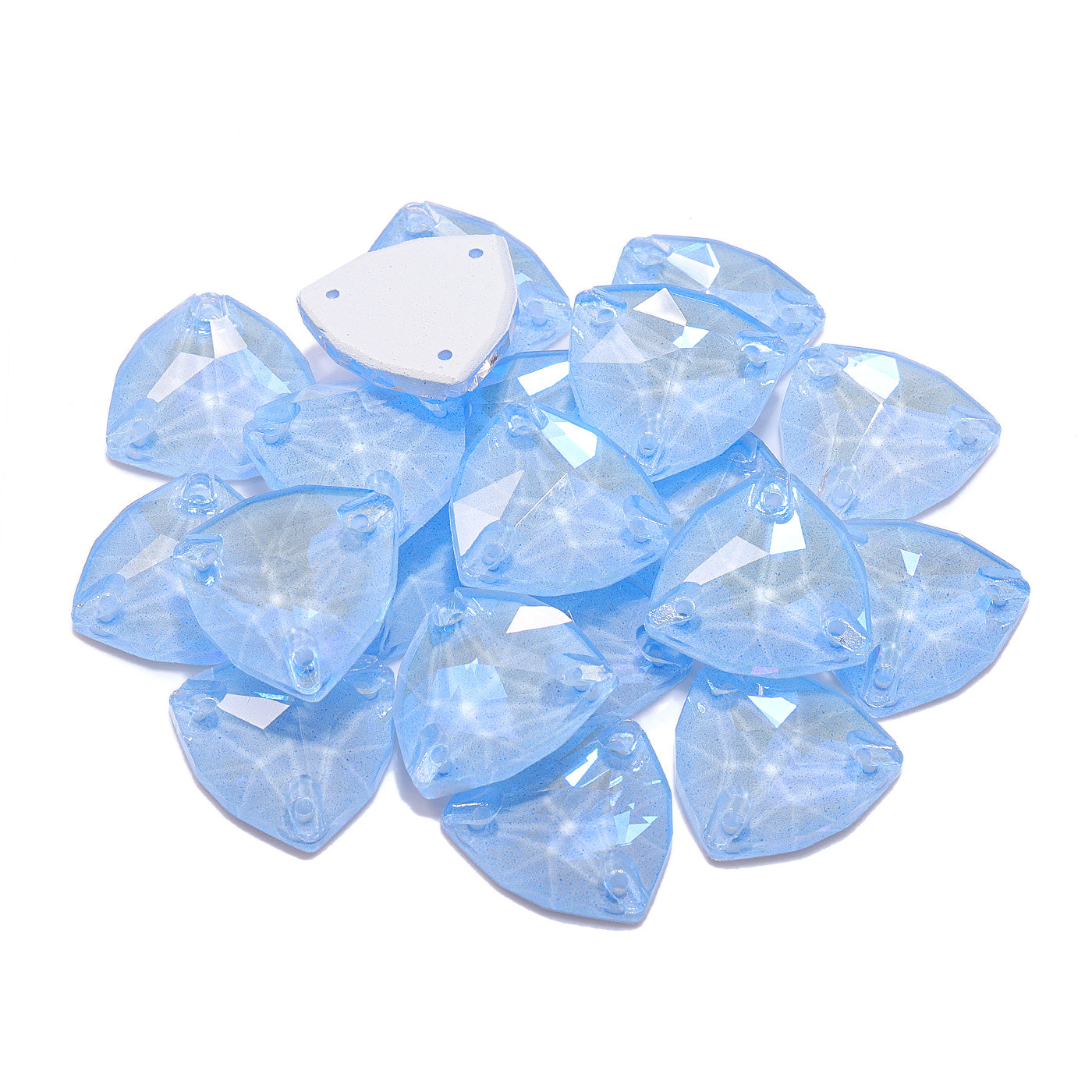 Electric Neon Light Blue Trilliant Shape High Quality Glass Sew-on Rhinestones Secondary image