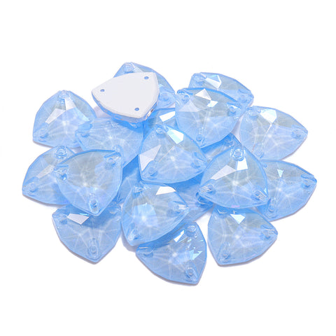 Electric Neon Light Blue Trilliant Shape High Quality Glass Sew-on Rhinestones Secondary image