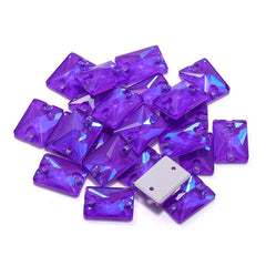 Electric Neon Violet Rectangle Shape High Quality Glass Sew-on Rhinestones