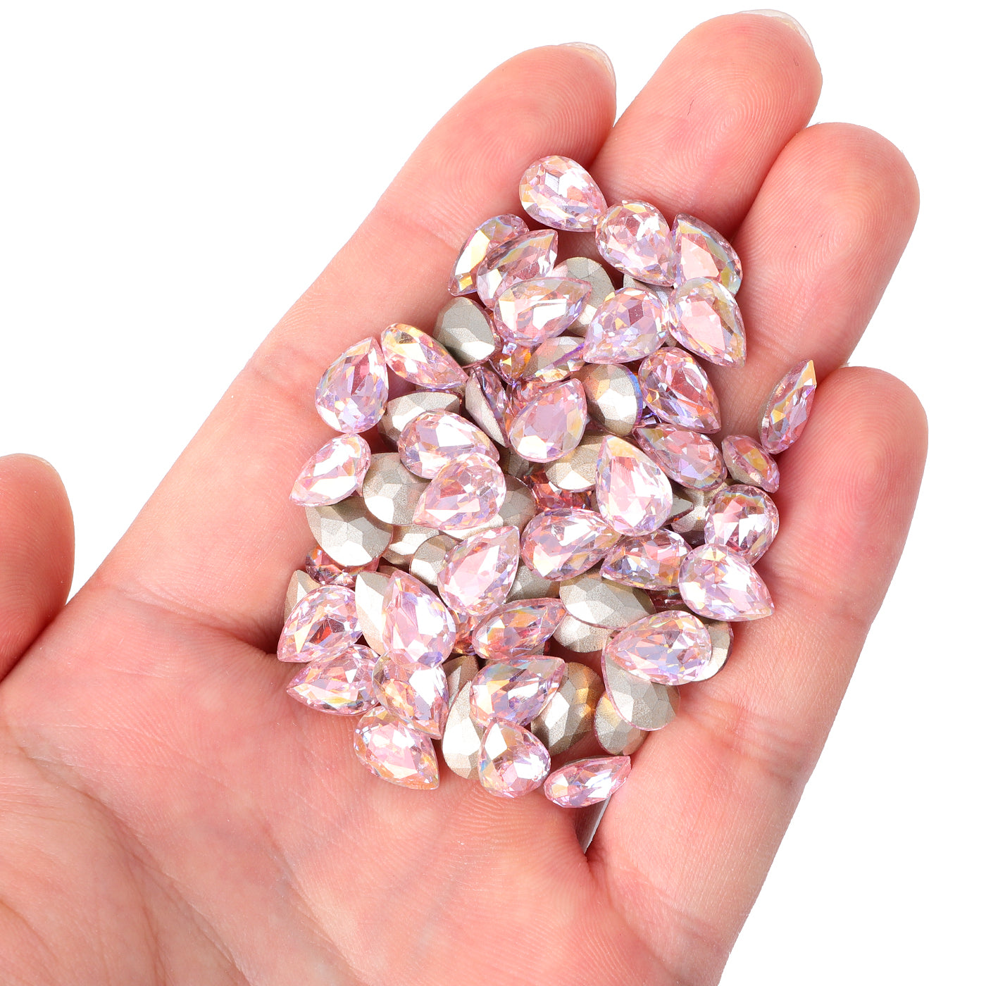 Cognac rosa pæreform glass spiss tilbake fancy rhinestones Secondary image