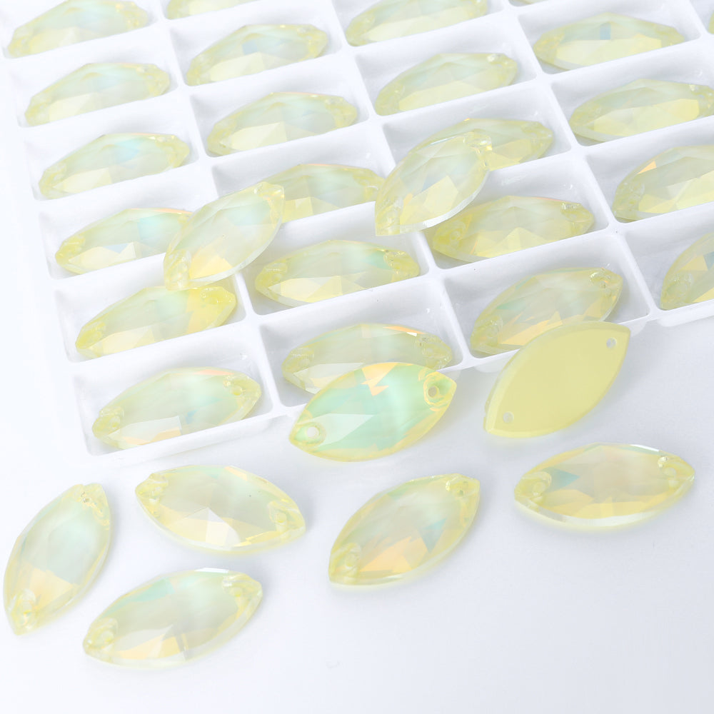 Jonquil AM Navette Shape High Quality Glass Sew-on Rhinestones WholesaleRhinestone