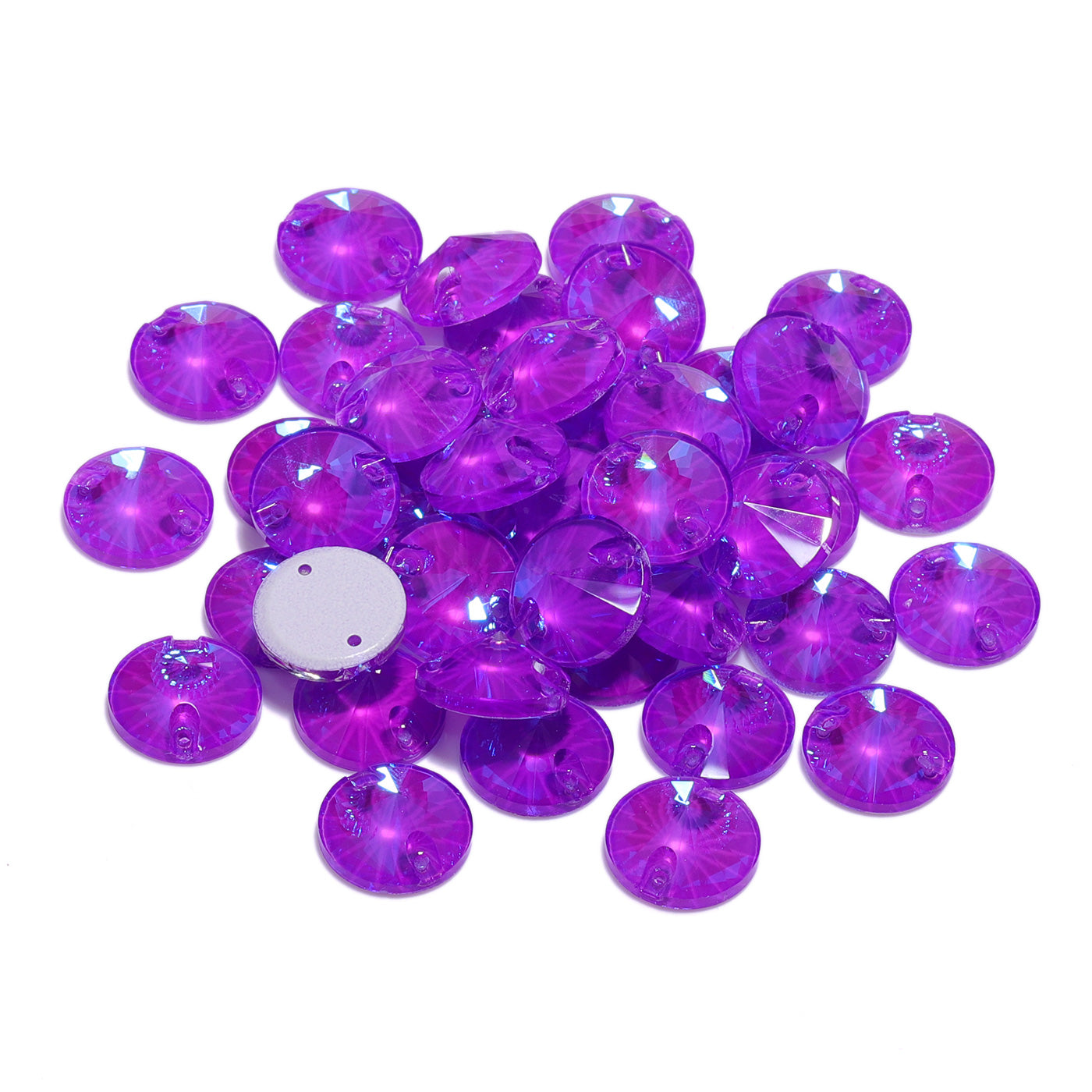 Néon électrique Violet Rivoli Forme de haute qualité en verre coudre des strass de couture Image secondaire du produit