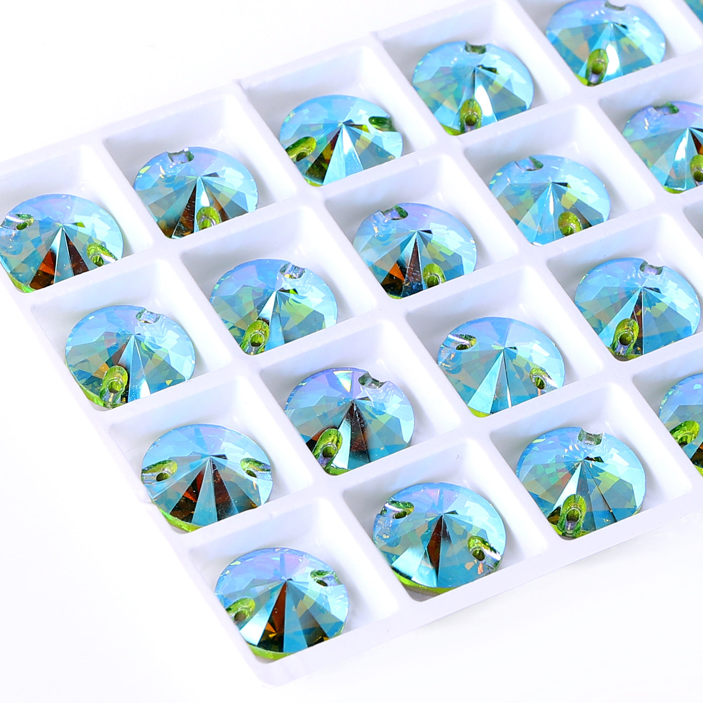Peridot Shimmer Rivoli Shape High Quality Glass Sew-on Rhinestones WholesaleRhinestone