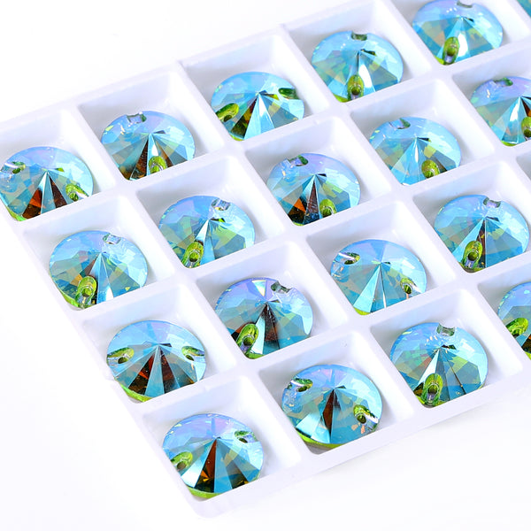 Peridot Shimmer Rivoli Shape High Quality Glass Sew-on Rhinestones WholesaleRhinestone