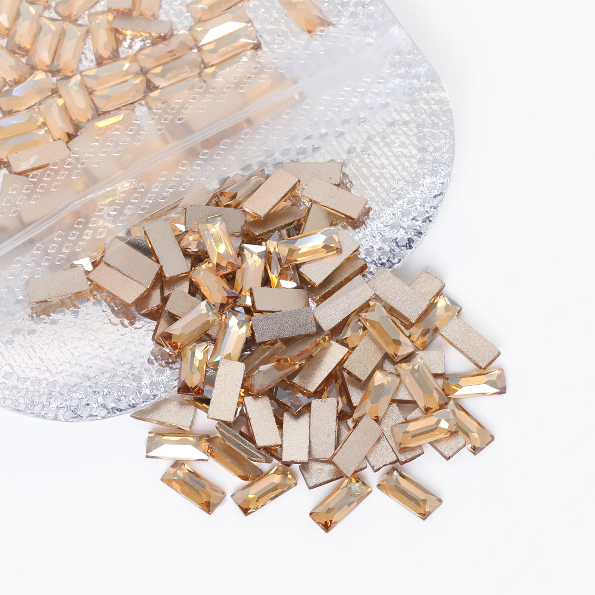 Rectangle Shape Golden Shadow Flat Back Fancy Rhinestones