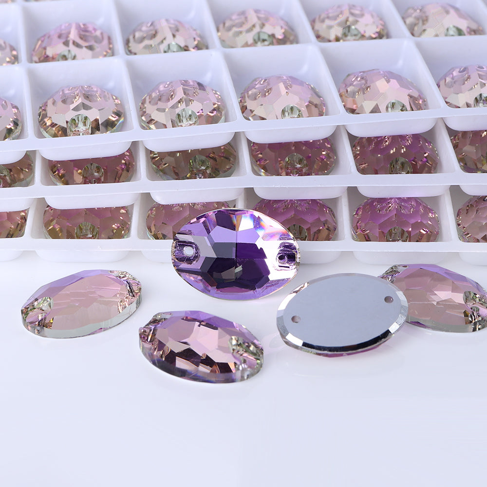 Vitrail Light Oval Shape High Quality Glass Sew-on Rhinestones WholesaleRhinestone