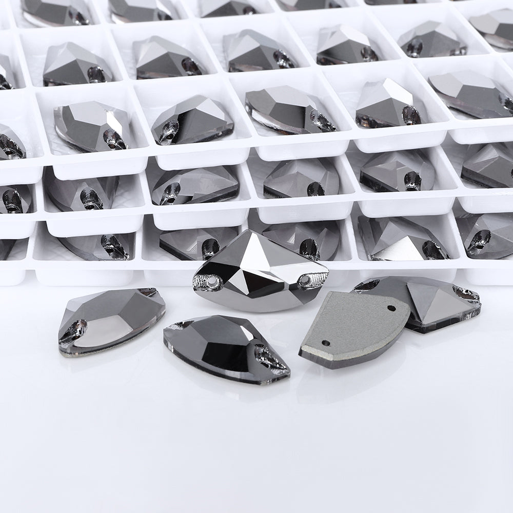 Jet Metallic Silver Galactic Shape High Quality Glass Sew-on Rhinestones Secondary image