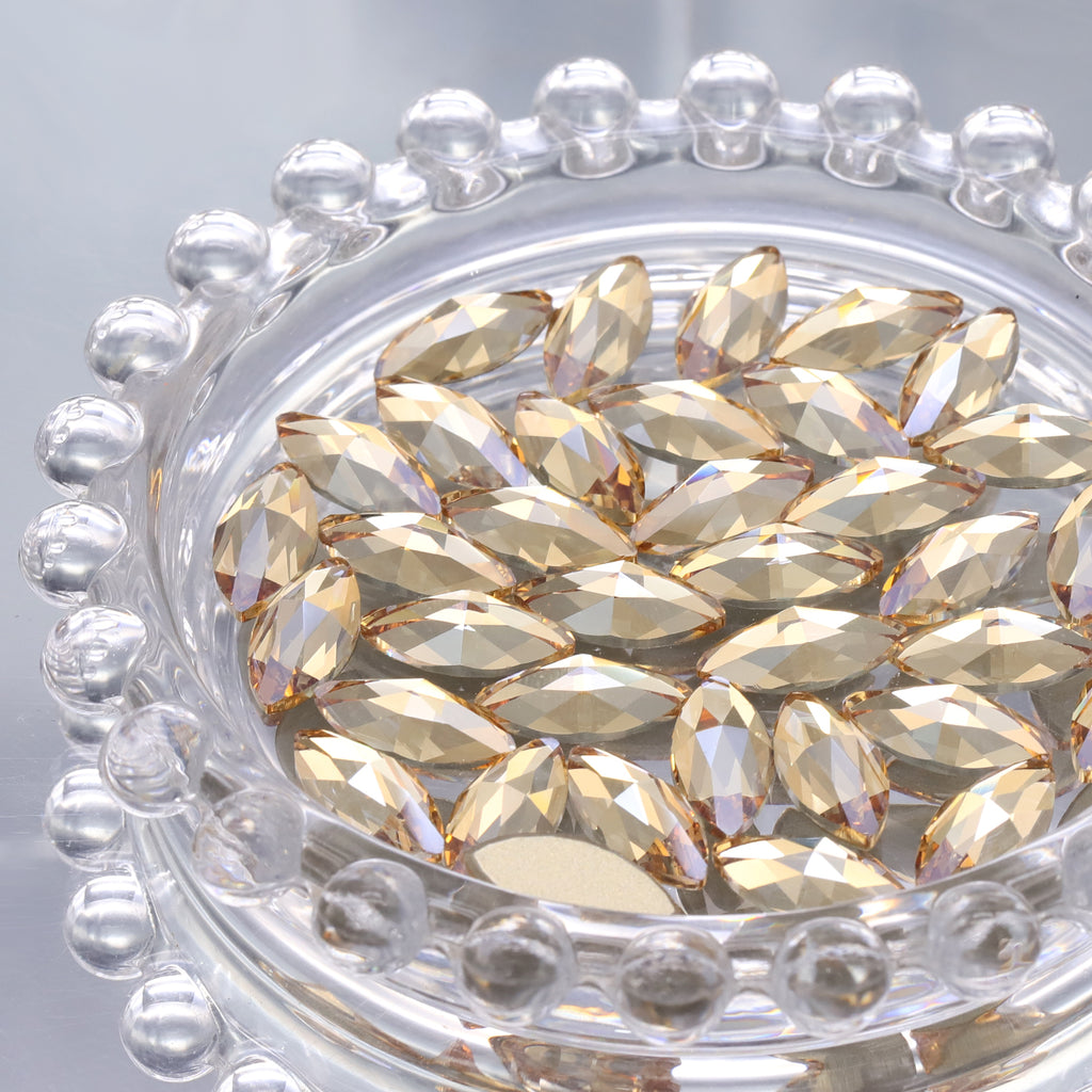 Golden Shadow Navette Shape High Quality Glass Beveled Flat Back Rhinestones WholesaleRhinestone
