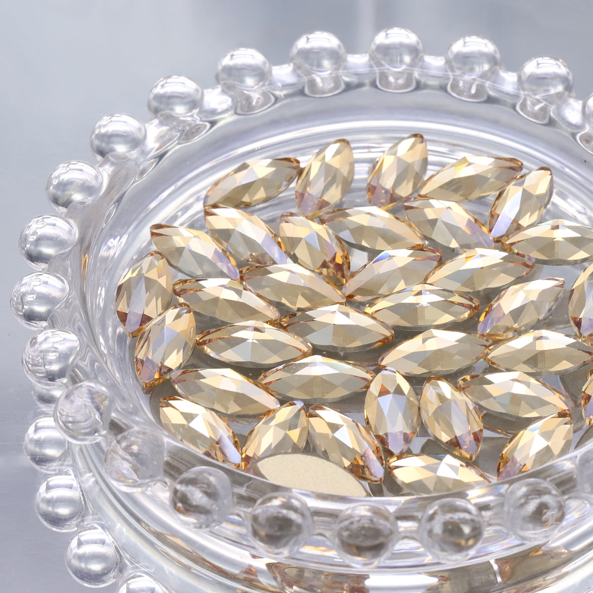 Golden Shadow Navette Shape High Quality Glass Beveled Flat Back Rhinestones WholesaleRhinestone