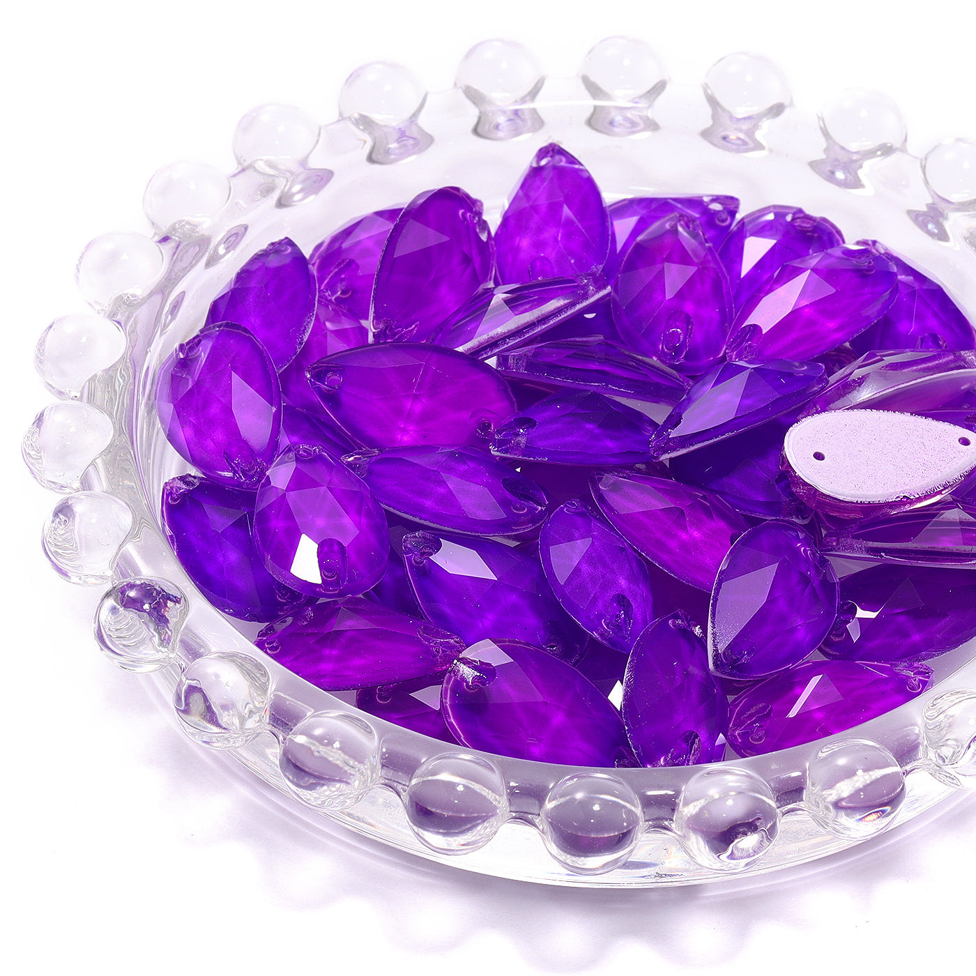 Mocha Neon Violet Drop Shape High Quality Glass Sew-on Rhinestones