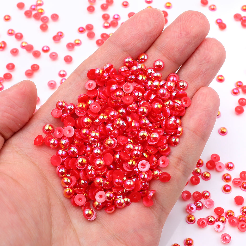 Siam AB Resin Flat Back Pearls Multi Sizes WholesaleRhinestone