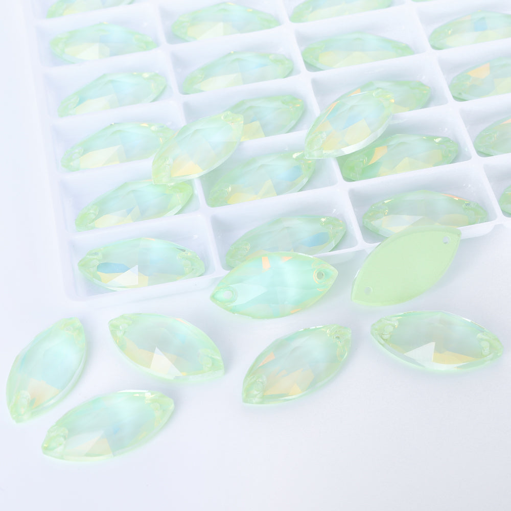 Light Azore AM Navette Shape High Quality Glass Sew-on Rhinestones WholesaleRhinestone
