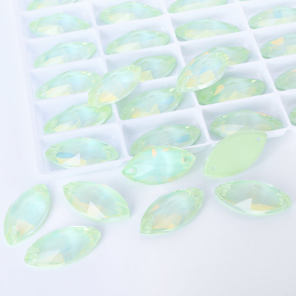 Light Azore AM Navette Shape High Quality Glass Sew-on Rhinestones WholesaleRhinestone