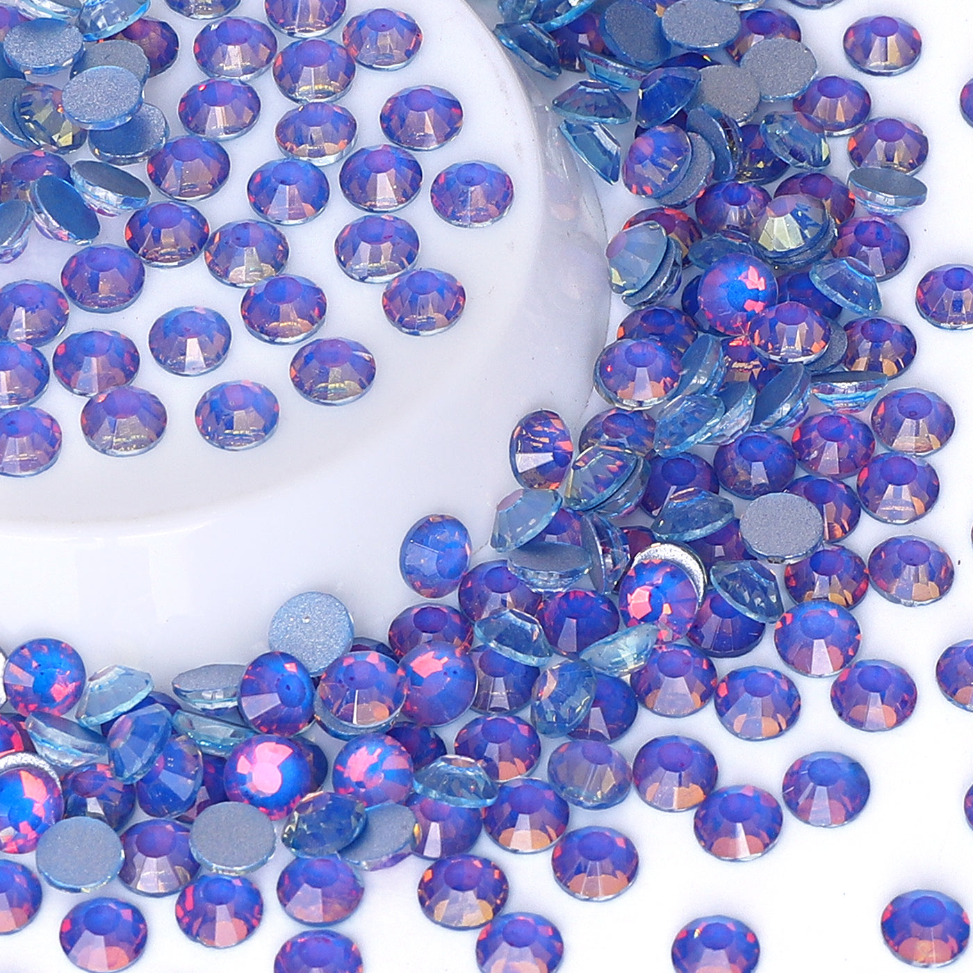 Flashing Sapphire Glass FlatBack Rhinestones Silver Back Secondary image