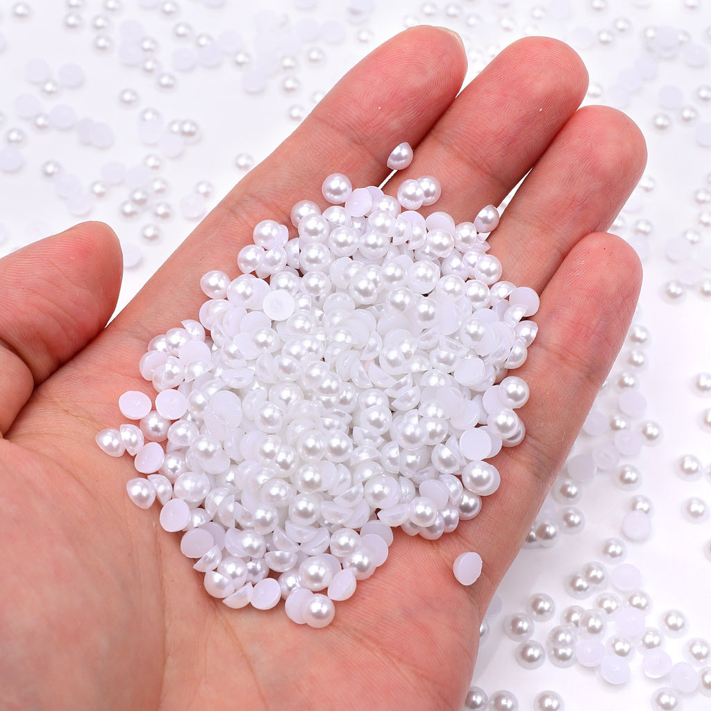 White Resin Flat Back Pearls Multi Sizes WholesaleRhinestone