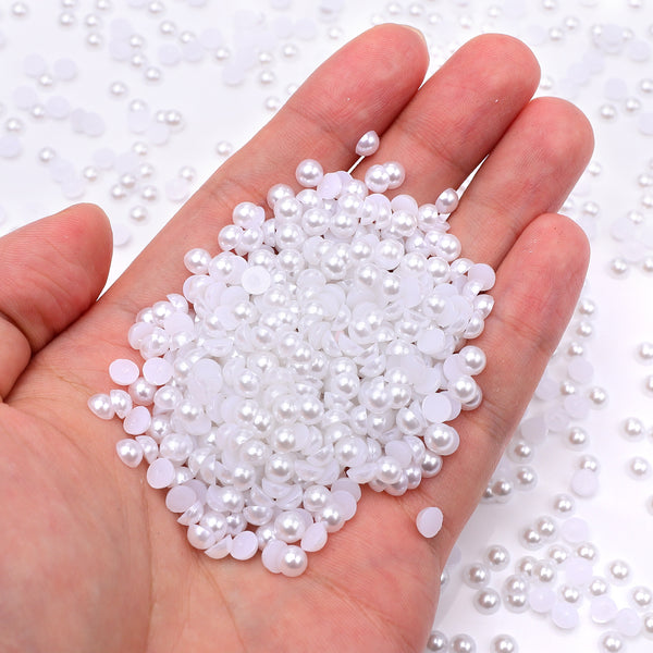 White Resin Flat Back Pearls Multi Sizes WholesaleRhinestone