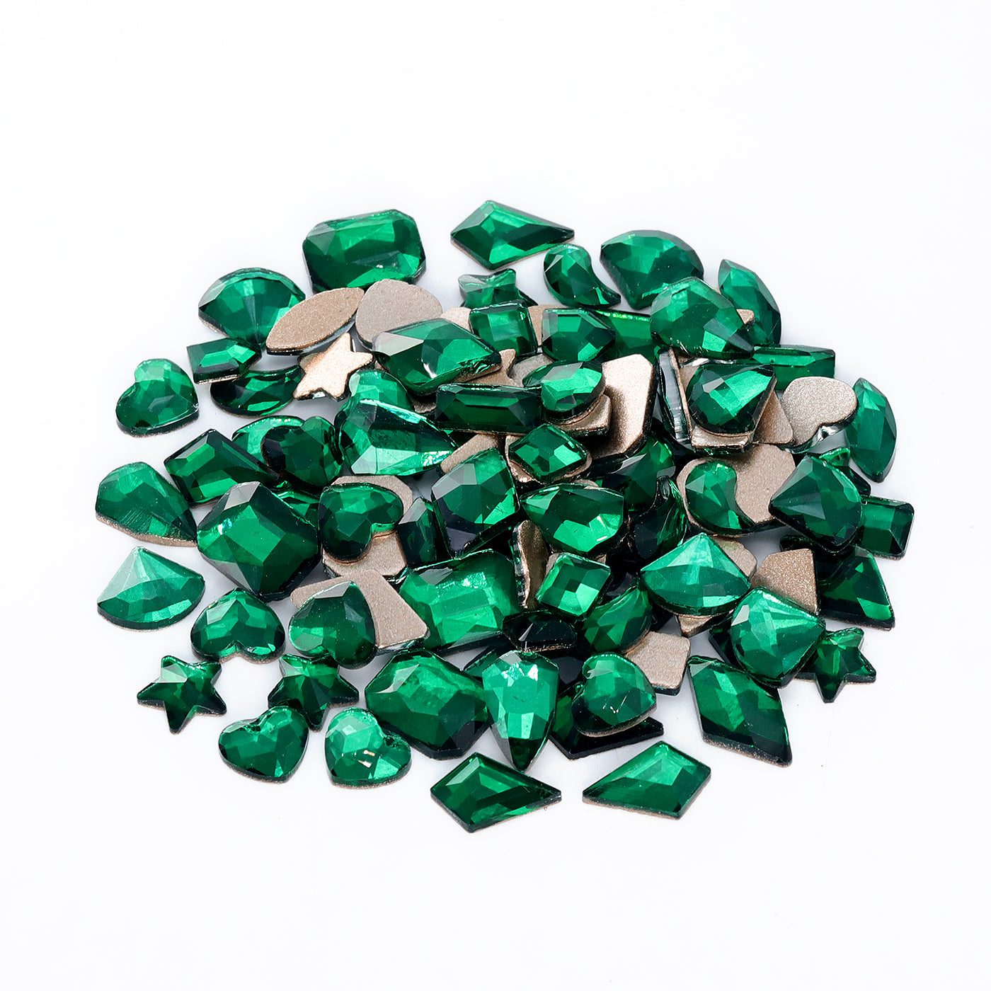 Mixed Shapes Dark Green Flat Back Fancy Rhinestones For Nail Art WholesaleRhinestone